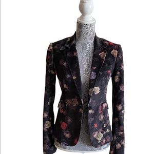 Paul Smith Floral Print Blazer Black Size EU 42